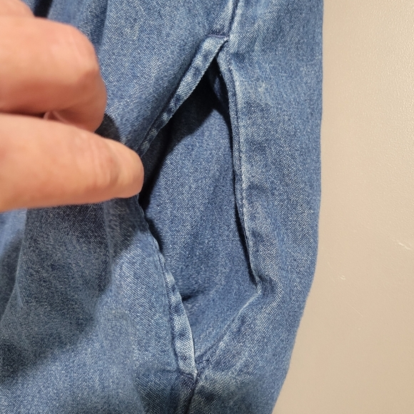 Bechamel Vintage Denim Embroidered Dress Size M Knee-length Pockets - Picture 9 of 15